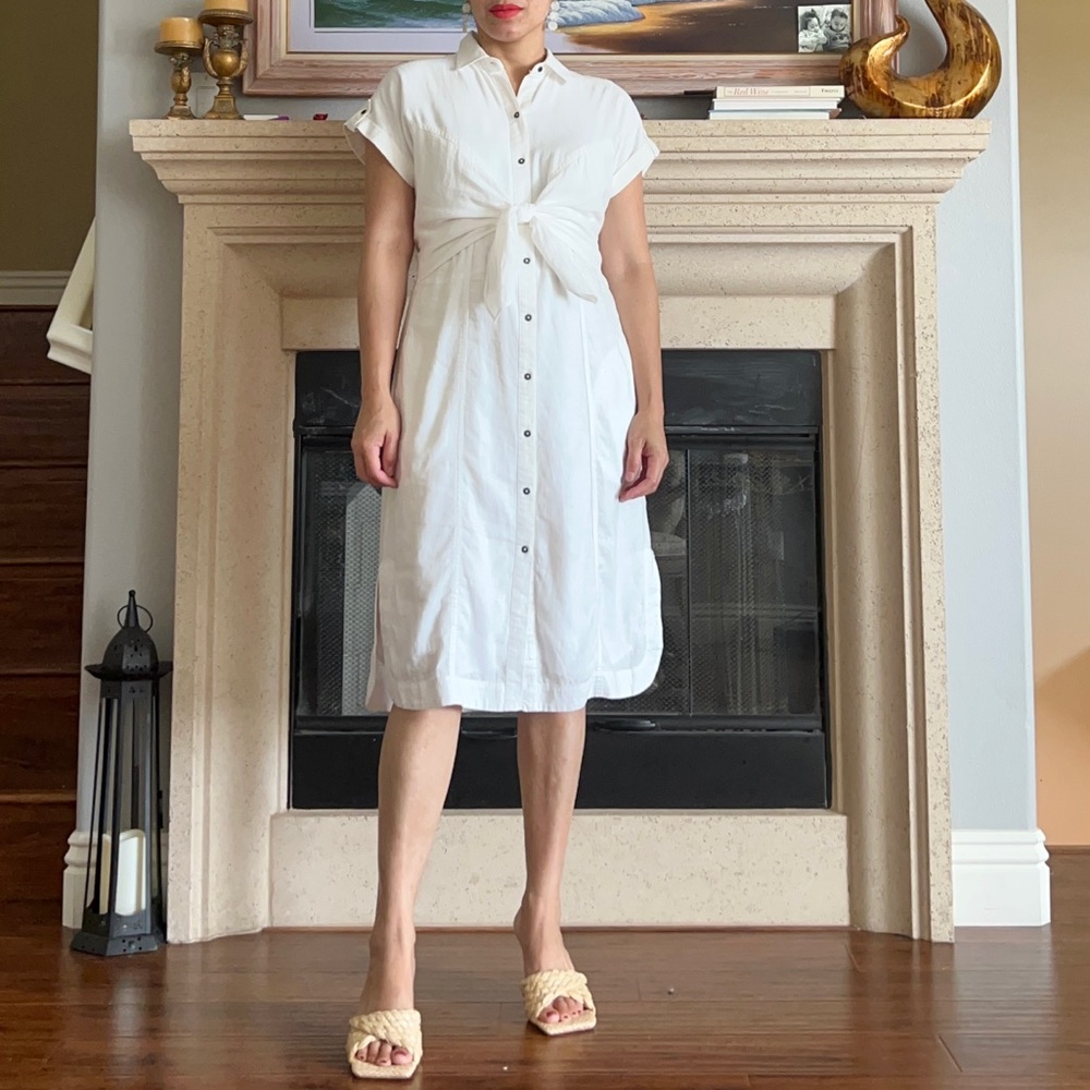 anthropologie maeve white button down dress in size 6